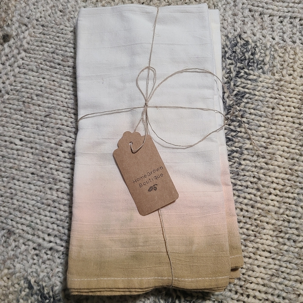 Ombre Hand Dyed Kitchen Tea Towel Set Of 4 100% Cotton